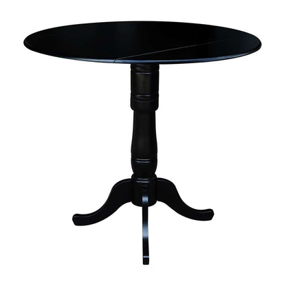 International Concepts - 42in Round Dual Drop Leaf Ped Table - 41.5inH in Black Finish - K46-42DPT-6B-2 veiw 6
