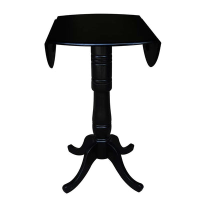 International Concepts - 42in Round Dual Drop Leaf Ped Table - 41.5inH in Black Finish - K46-42DPT-6B-2 veiw 7