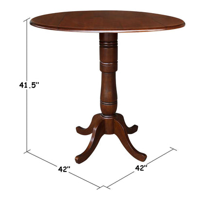 International Concepts - 42in Round Dual Drop Leaf Ped Table - 41.5inH in Espresso Finish - K581-42DPT-6B-2 veiw 2