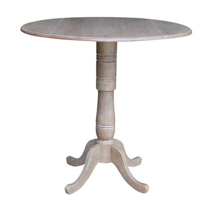 International Concepts - 42in Round Dual Drop Leaf Ped Table - 41.5inH in Washed Gray Taupe Finish - K09-42DPT-6B-2 veiw 1
