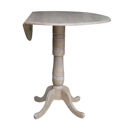 International Concepts - 42in Round Dual Drop Leaf Ped Table - 41.5inH in Washed Gray Taupe Finish - K09-42DPT-6B-2 veiw 3