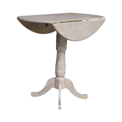 International Concepts - 42in Round Dual Drop Leaf Ped Table - 41.5inH in Washed Gray Taupe Finish - K09-42DPT-6B-2 veiw 5