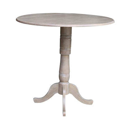 International Concepts - 42in Round Dual Drop Leaf Ped Table - 41.5inH in Washed Gray Taupe Finish - K09-42DPT-6B-2 veiw 6