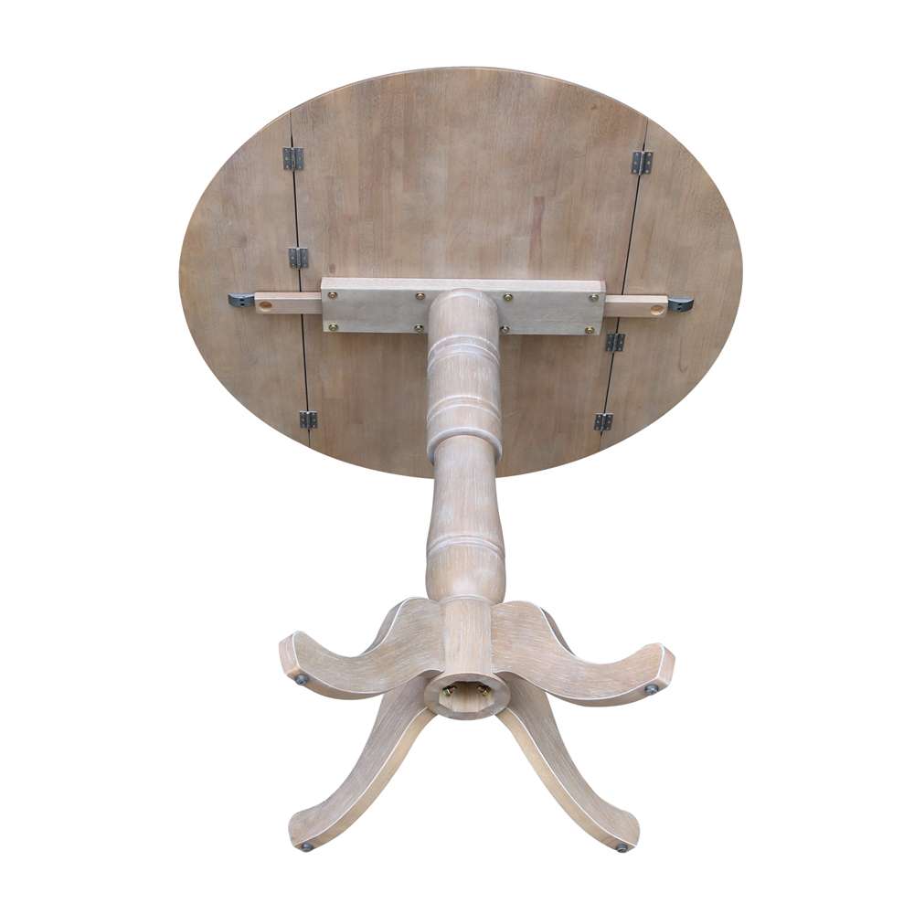 International Concepts - 42in Round Dual Drop Leaf Ped Table - 41.5inH in Washed Gray Taupe Finish - K09-42DPT-6B-2 veiw 8