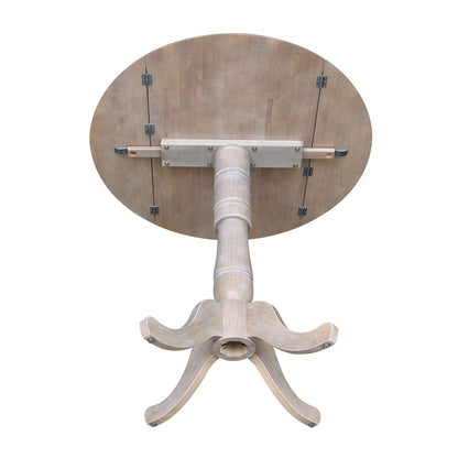 International Concepts - 42in Round Dual Drop Leaf Ped Table - 41.5inH in Washed Gray Taupe Finish - K09-42DPT-6B-2 veiw 8