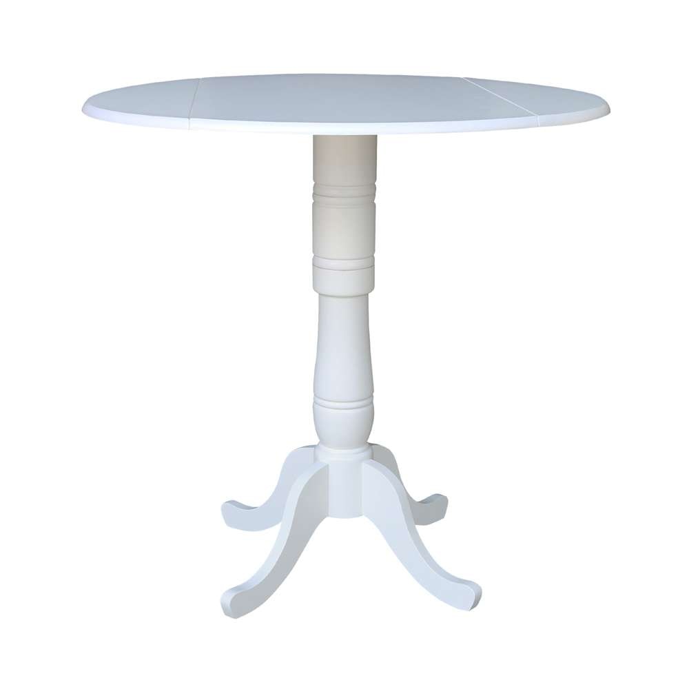 International Concepts - 42in Round Dual Drop Leaf Ped Table - 41.5inH in White Finish - K08-42DPT-6B-2 veiw 1