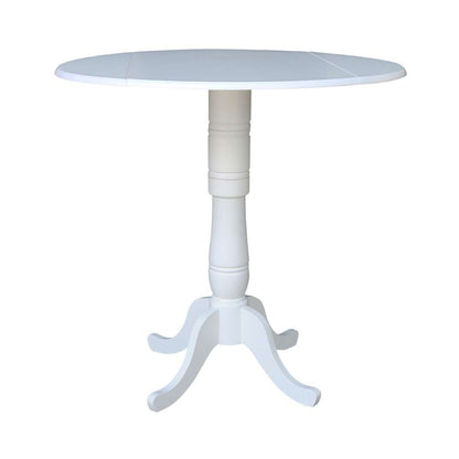 International Concepts - 42in Round Dual Drop Leaf Ped Table - 41.5inH in White Finish - K08-42DPT-6B-2 veiw 1