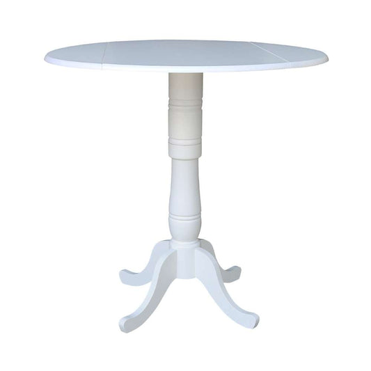International Concepts - 42in Round Dual Drop Leaf Ped Table - 41.5inH in White Finish - K08-42DPT-6B-2 veiw 1