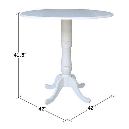 International Concepts - 42in Round Dual Drop Leaf Ped Table - 41.5inH in White Finish - K08-42DPT-6B-2 veiw 2