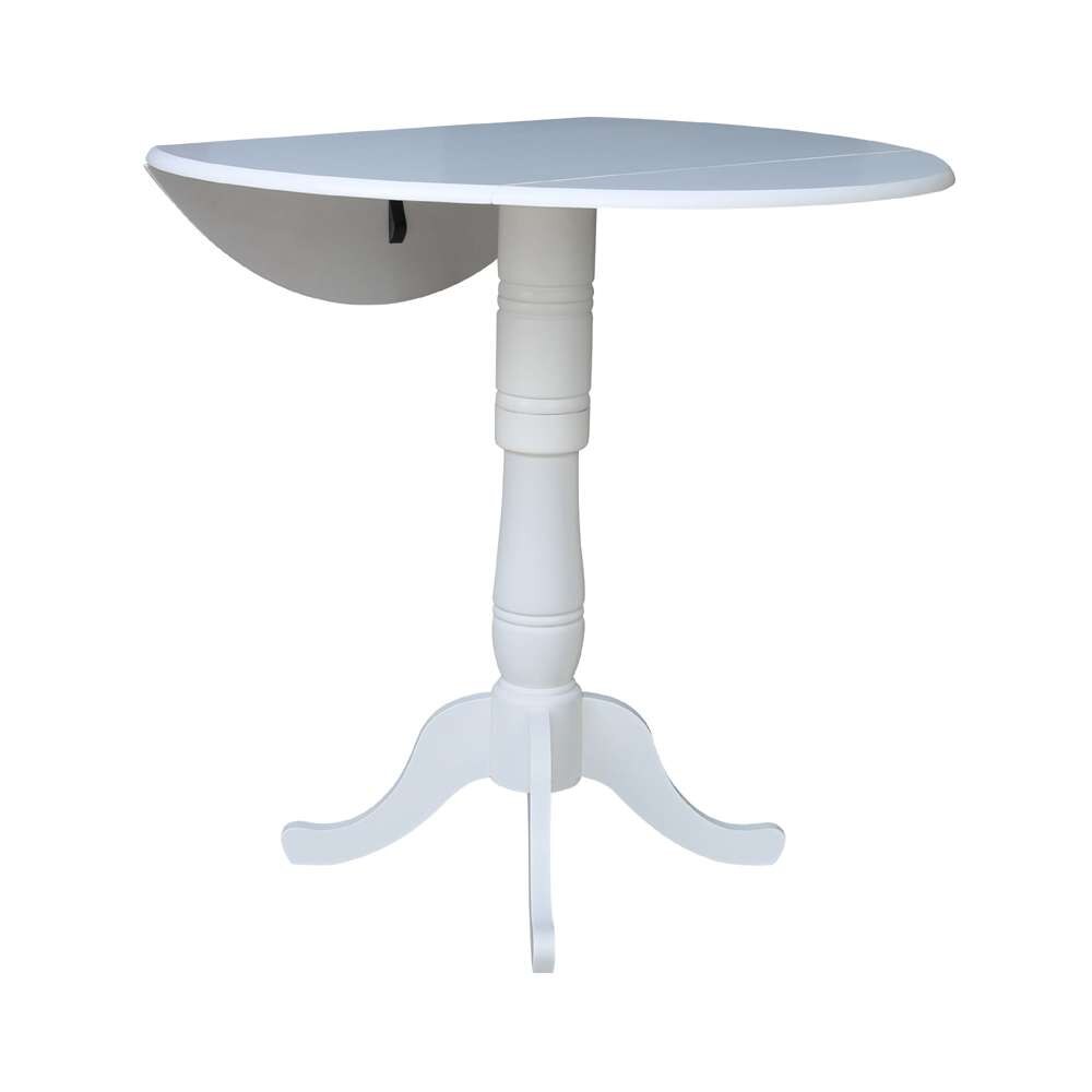 International Concepts - 42in Round Dual Drop Leaf Ped Table - 41.5inH in White Finish - K08-42DPT-6B-2 veiw 3