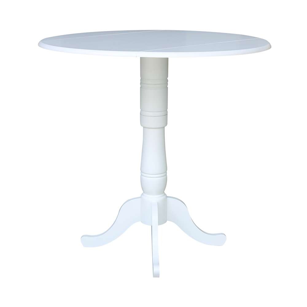 International Concepts - 42in Round Dual Drop Leaf Ped Table - 41.5inH in White Finish - K08-42DPT-6B-2 veiw 5