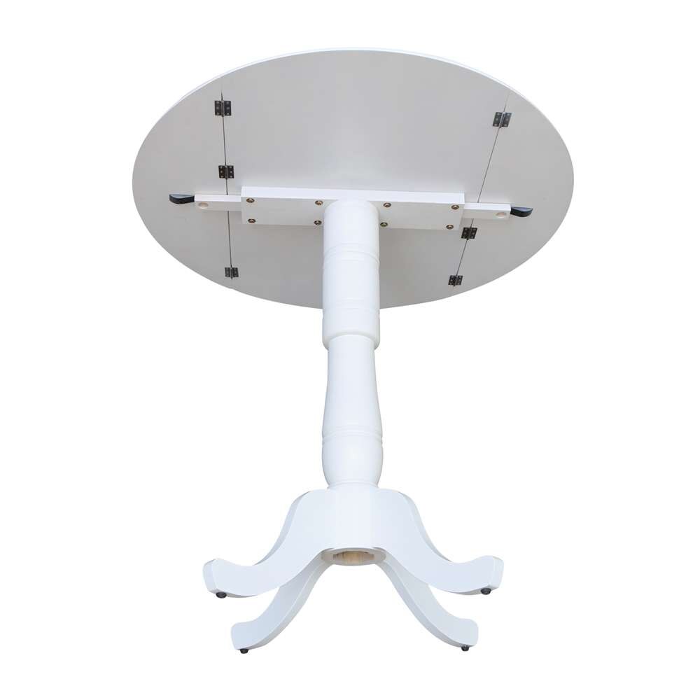 International Concepts - 42in Round Dual Drop Leaf Ped Table - 41.5inH in White Finish - K08-42DPT-6B-2 veiw 6