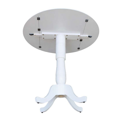 International Concepts - 42in Round Dual Drop Leaf Ped Table - 41.5inH in White Finish - K08-42DPT-6B-2 veiw 6