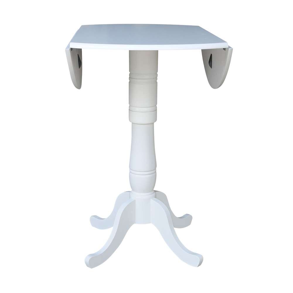 International Concepts - 42in Round Dual Drop Leaf Ped Table - 41.5inH in White Finish - K08-42DPT-6B-2 veiw 8