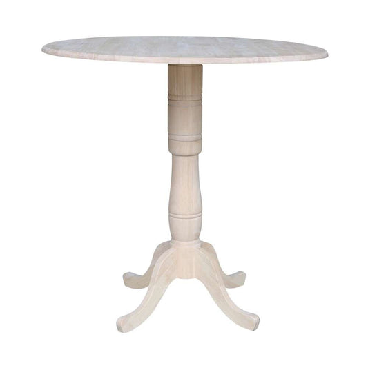 International Concepts - 42in Round Dual Drop Leaf Ped Table - 41.5inH - K-42DPT-6B-2 veiw 1