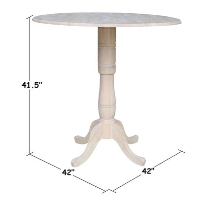International Concepts - 42in Round Dual Drop Leaf Ped Table - 41.5inH - K-42DPT-6B-2 veiw 2