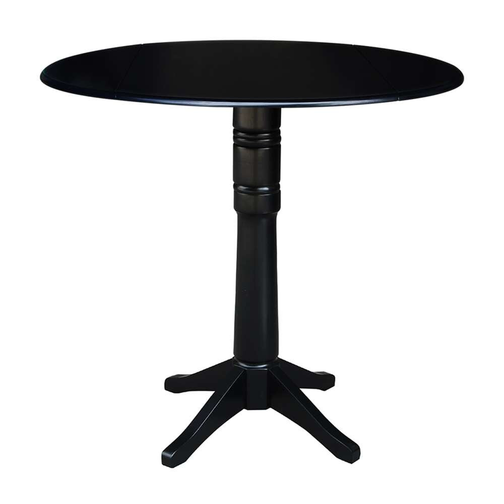 International Concepts - 42in Round Dual Drop Leaf Ped Table - 42.3inH in Black Finish - K46-42DPT-27B-6B-2 veiw 1