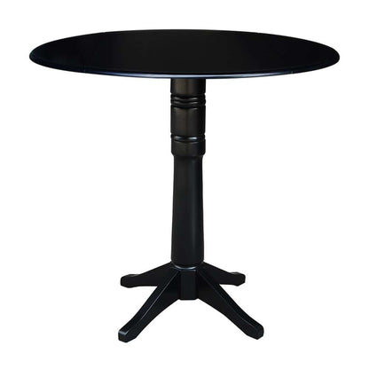 International Concepts - 42in Round Dual Drop Leaf Ped Table - 42.3inH in Black Finish - K46-42DPT-27B-6B-2 veiw 1