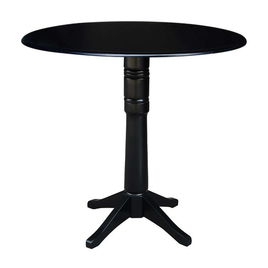 International Concepts - 42in Round Dual Drop Leaf Ped Table - 42.3inH in Black Finish - K46-42DPT-27B-6B-2 veiw 1