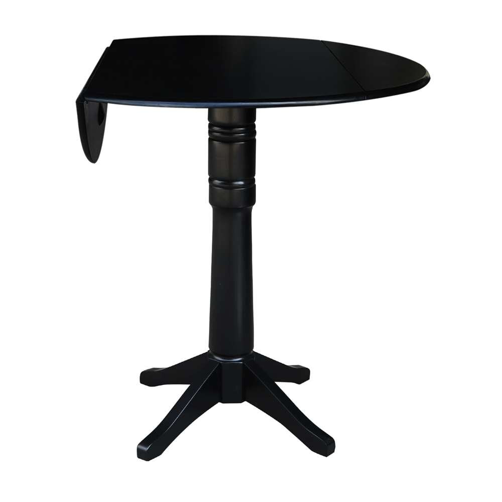 International Concepts - 42in Round Dual Drop Leaf Ped Table - 42.3inH in Black Finish - K46-42DPT-27B-6B-2 veiw 3
