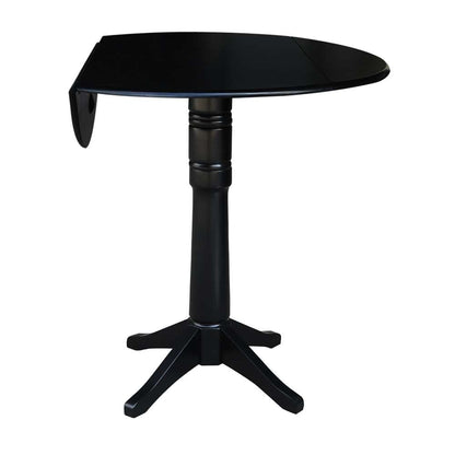 International Concepts - 42in Round Dual Drop Leaf Ped Table - 42.3inH in Black Finish - K46-42DPT-27B-6B-2 veiw 3