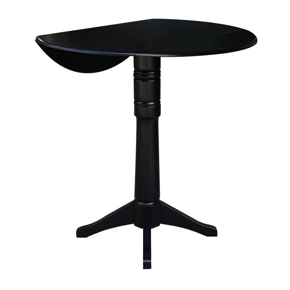 International Concepts - 42in Round Dual Drop Leaf Ped Table - 42.3inH in Black Finish - K46-42DPT-27B-6B-2 veiw 4
