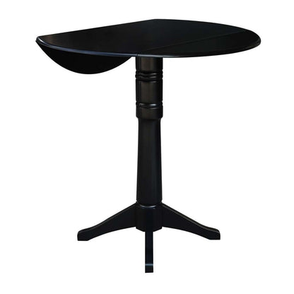 International Concepts - 42in Round Dual Drop Leaf Ped Table - 42.3inH in Black Finish - K46-42DPT-27B-6B-2 veiw 4