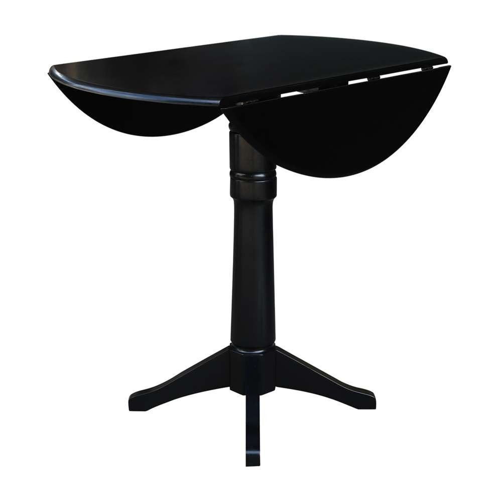 International Concepts - 42in Round Dual Drop Leaf Ped Table - 42.3inH in Black Finish - K46-42DPT-27B-6B-2 veiw 5