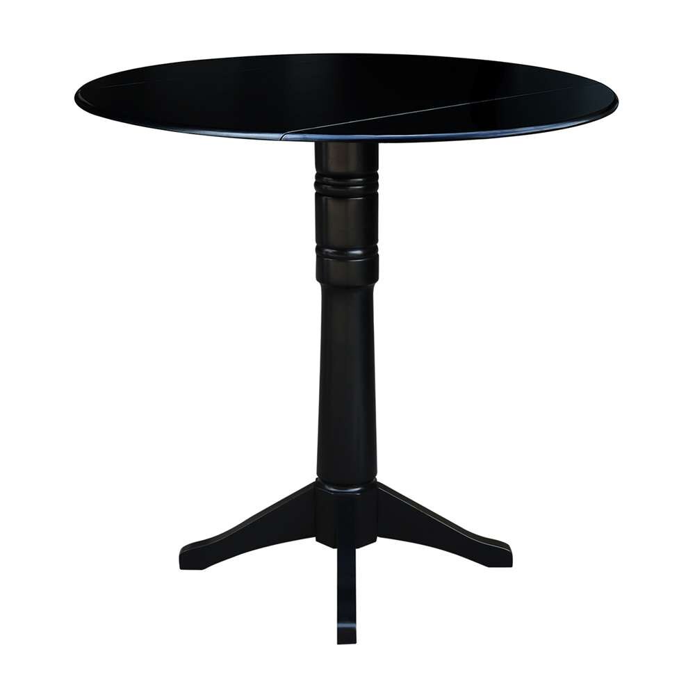 International Concepts - 42in Round Dual Drop Leaf Ped Table - 42.3inH in Black Finish - K46-42DPT-27B-6B-2 veiw 6