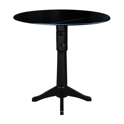 International Concepts - 42in Round Dual Drop Leaf Ped Table - 42.3inH in Black Finish - K46-42DPT-27B-6B-2 veiw 6