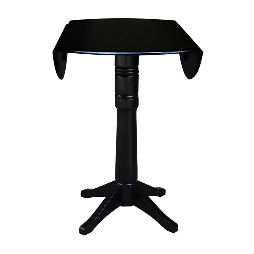 International Concepts - 42in Round Dual Drop Leaf Ped Table - 42.3inH in Black Finish - K46-42DPT-27B-6B-2 veiw 7