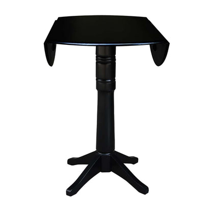 International Concepts - 42in Round Dual Drop Leaf Ped Table - 42.3inH in Black Finish - K46-42DPT-27B-6B-2 veiw 7