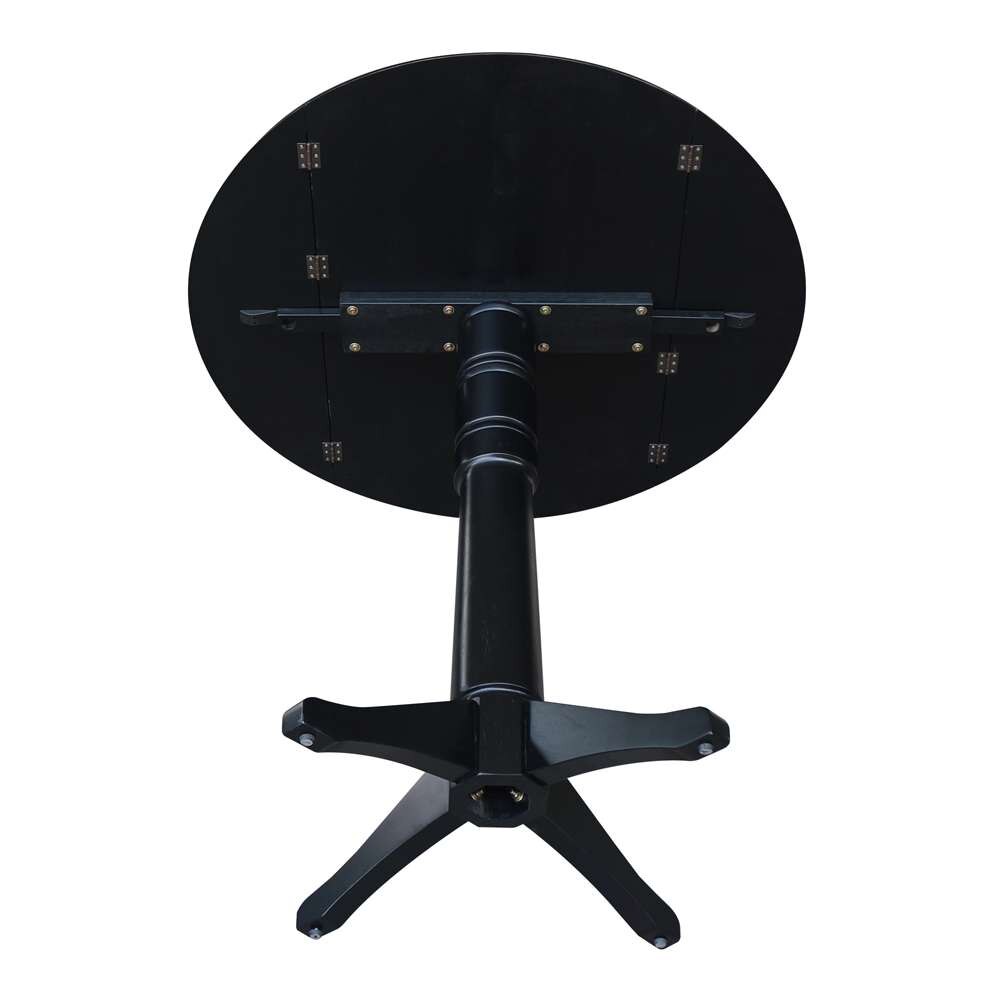 International Concepts - 42in Round Dual Drop Leaf Ped Table - 42.3inH in Black Finish - K46-42DPT-27B-6B-2 veiw 8