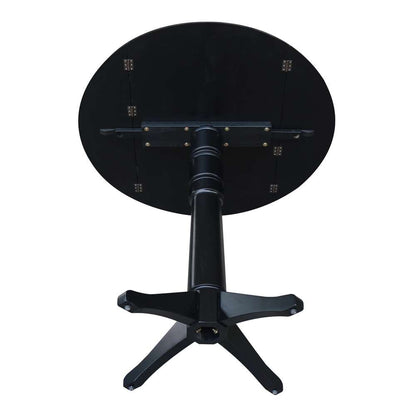 International Concepts - 42in Round Dual Drop Leaf Ped Table - 42.3inH in Black Finish - K46-42DPT-27B-6B-2 veiw 8