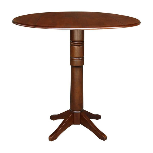 International Concepts - 42in Round Dual Drop Leaf Ped Table - 42.3inH in Espresso Finish - K581-42DPT-27B-6B-2 veiw 1
