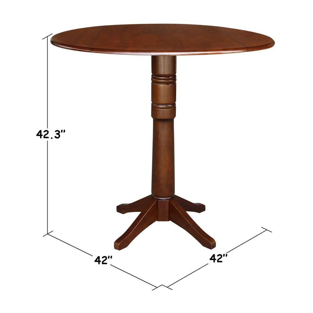 International Concepts - 42in Round Dual Drop Leaf Ped Table - 42.3inH in Espresso Finish - K581-42DPT-27B-6B-2 veiw 2