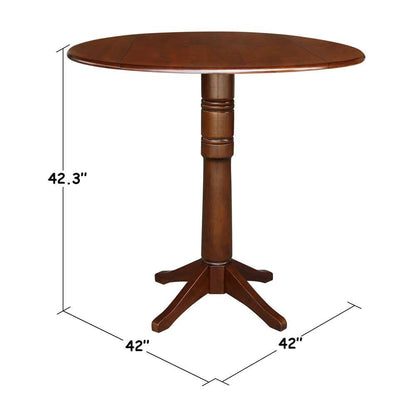 International Concepts - 42in Round Dual Drop Leaf Ped Table - 42.3inH in Espresso Finish - K581-42DPT-27B-6B-2 veiw 2