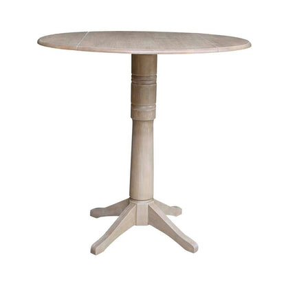 International Concepts - 42in Round Dual Drop Leaf Ped Table - 42.3inH in Washed Gray Taupe Finish - K09-42DPT-27B-6B-2 veiw 1