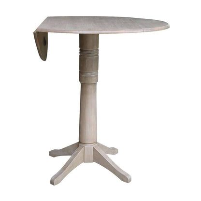 International Concepts - 42in Round Dual Drop Leaf Ped Table - 42.3inH in Washed Gray Taupe Finish - K09-42DPT-27B-6B-2 veiw 3