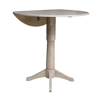 International Concepts - 42in Round Dual Drop Leaf Ped Table - 42.3inH in Washed Gray Taupe Finish - K09-42DPT-27B-6B-2 veiw 4