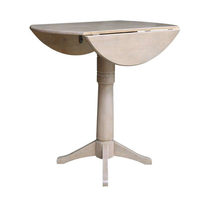 International Concepts - 42in Round Dual Drop Leaf Ped Table - 42.3inH in Washed Gray Taupe Finish - K09-42DPT-27B-6B-2 veiw 5