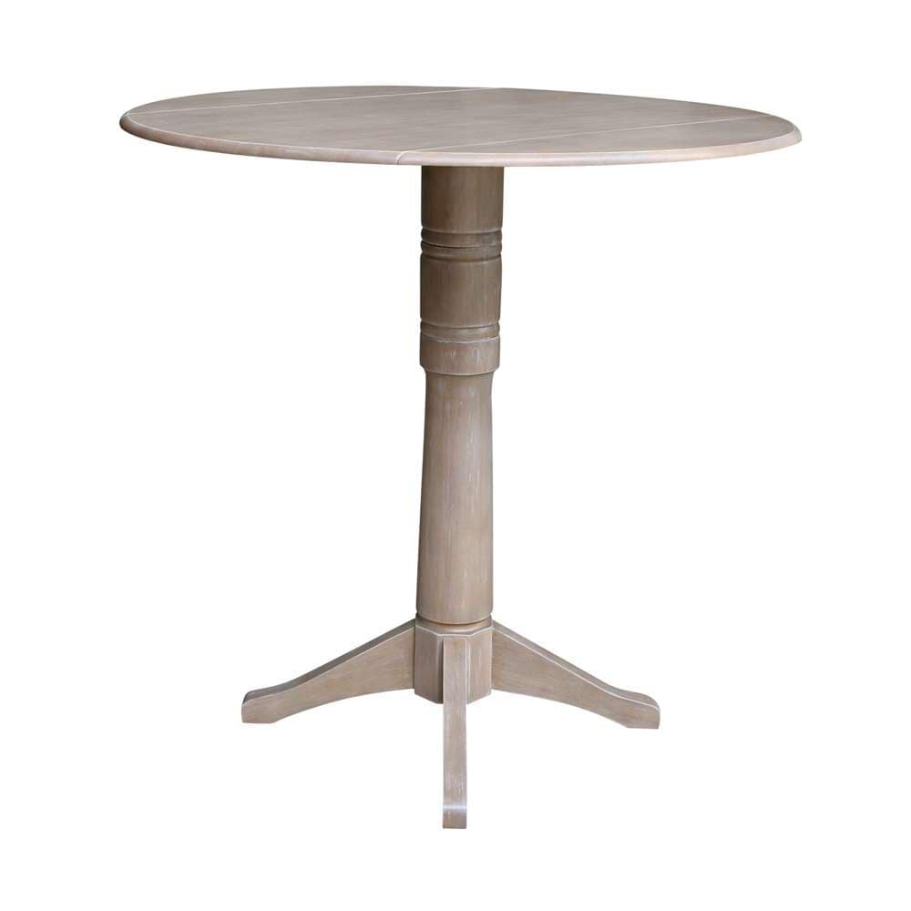 International Concepts - 42in Round Dual Drop Leaf Ped Table - 42.3inH in Washed Gray Taupe Finish - K09-42DPT-27B-6B-2 veiw 6