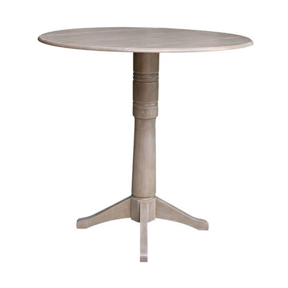 International Concepts - 42in Round Dual Drop Leaf Ped Table - 42.3inH in Washed Gray Taupe Finish - K09-42DPT-27B-6B-2 veiw 6