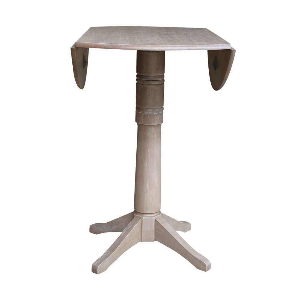 International Concepts - 42in Round Dual Drop Leaf Ped Table - 42.3inH in Washed Gray Taupe Finish - K09-42DPT-27B-6B-2 veiw 7