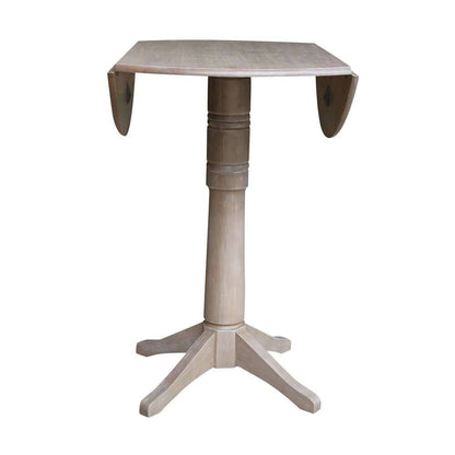 International Concepts - 42in Round Dual Drop Leaf Ped Table - 42.3inH in Washed Gray Taupe Finish - K09-42DPT-27B-6B-2 veiw 7