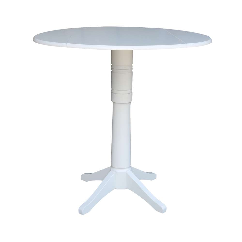 International Concepts - 42in Round Dual Drop Leaf Ped Table - 42.3inH in White Finish - K08-42DPT-27B-6B-2 veiw 1