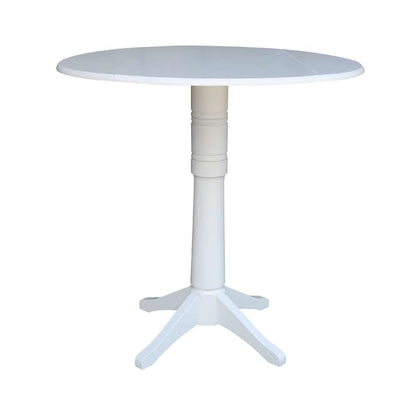 International Concepts - 42in Round Dual Drop Leaf Ped Table - 42.3inH in White Finish - K08-42DPT-27B-6B-2 veiw 1