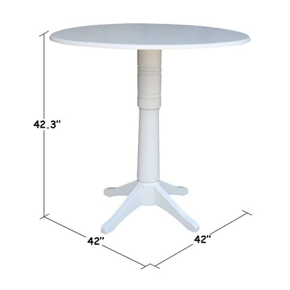 International Concepts - 42in Round Dual Drop Leaf Ped Table - 42.3inH in White Finish - K08-42DPT-27B-6B-2 veiw 2