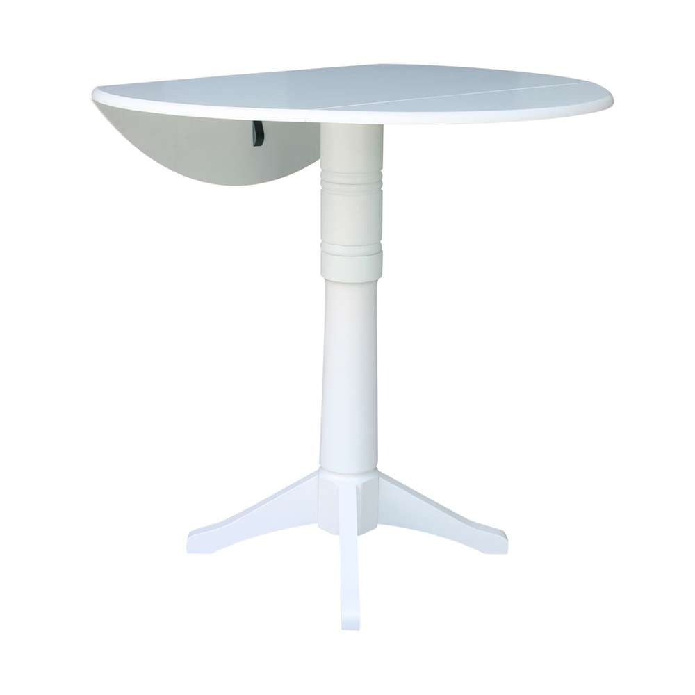 International Concepts - 42in Round Dual Drop Leaf Ped Table - 42.3inH in White Finish - K08-42DPT-27B-6B-2 veiw 3