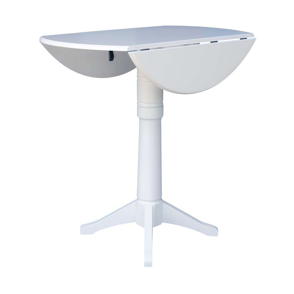 International Concepts - 42in Round Dual Drop Leaf Ped Table - 42.3inH in White Finish - K08-42DPT-27B-6B-2 veiw 4